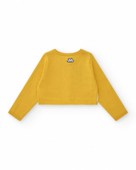 Yellow jacket for girls with floral print