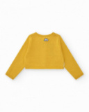 Yellow jacket for girls with floral print