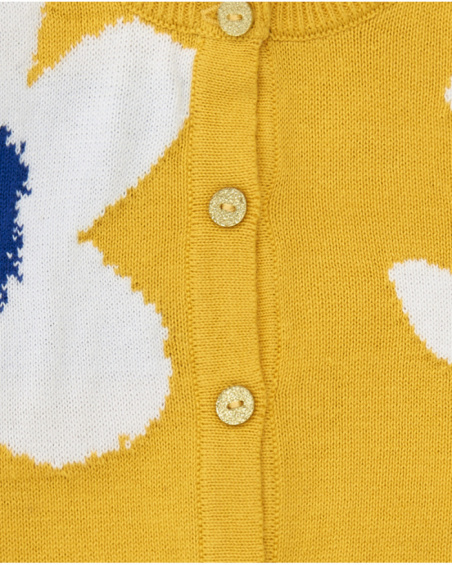 Yellow jacket for girls with floral print