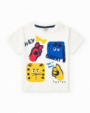 Boys' outfit with two T-shirts and blue shorts