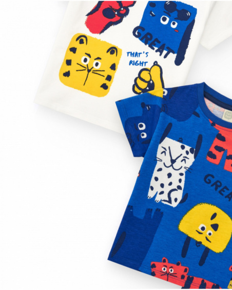 Boys' outfit with two T-shirts and blue shorts