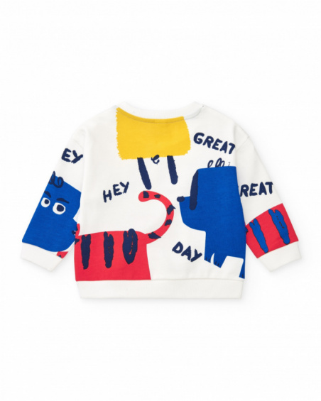 White sweatshirt for boys with animal print