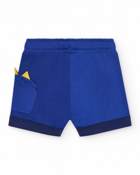 Blue bermuda shorts for boys with yellow drawstring
