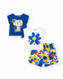 Girls' outfit with two T-shirts and printed shorts