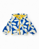 Blue windbreaker for girls with flowers and yellow details