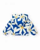 Blue windbreaker for girls with flowers and yellow details