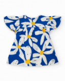 Blue flat dress for girls with ruffles and floral print