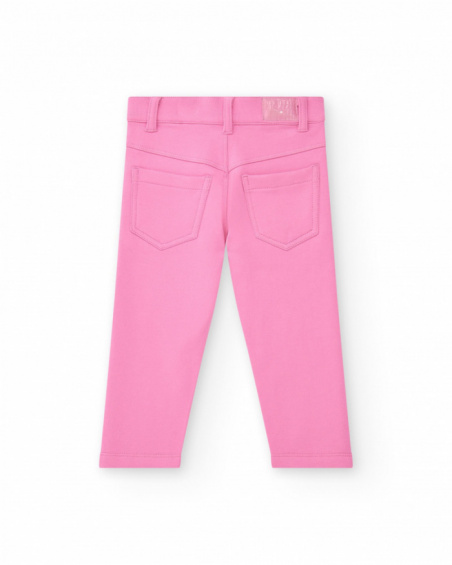 Pink jeggings for girls with decorative pockets