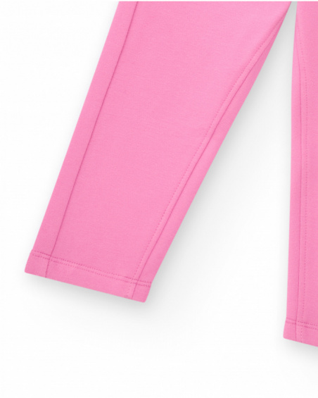 Pink jeggings for girls with decorative pockets