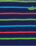 Navy blue sweater for boys with stripes and embroidered shark