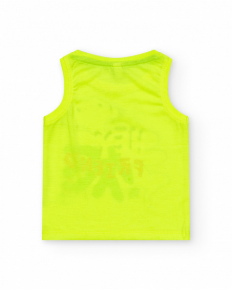 Yellow sleeveless T-shirt for boys with shark print