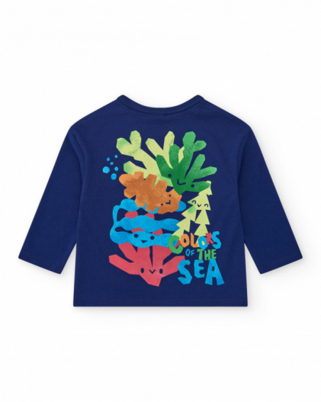 Blue T-shirt for boys with sharks and phrase
