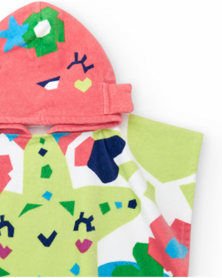 Poncho towel for boys with starfish and marine motifs Poncho towel for boys with starfish and marine motifs