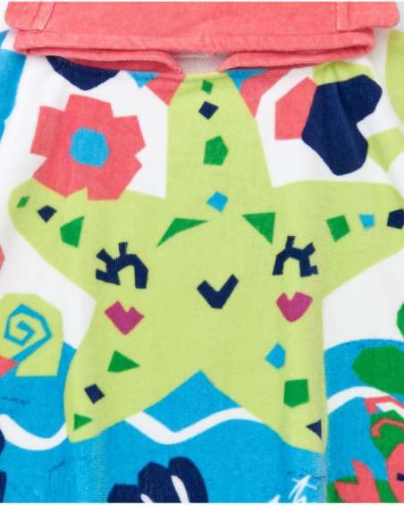 Poncho towel for boys with starfish and marine motifs Poncho towel for boys with starfish and marine motifs