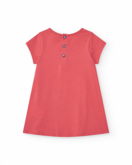 Pink dress for girls with crab and marine details