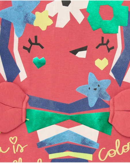 Pink dress for girls with crab and marine details