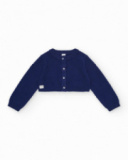Navy blue jacket for girls with star-shaped buttons