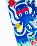 Blue towel for boys with octopus design