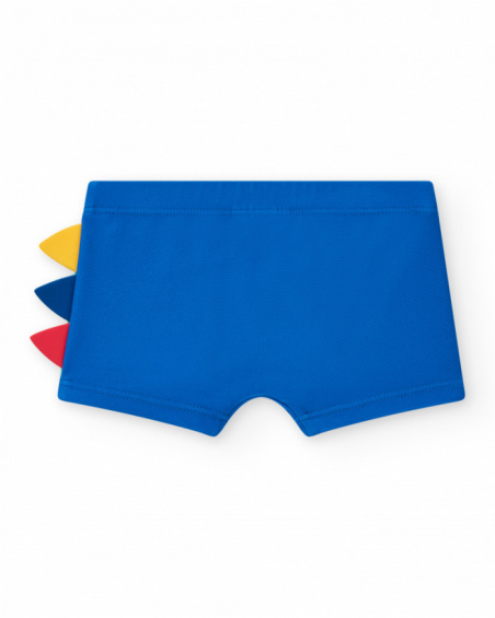 Blue swim boxer for boys with crocodile design and 3D details