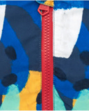 Blue windbreaker for boys with tropical print and hood