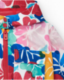 Windbreaker for girls with multicolor floral print and hood