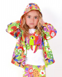 Windbreaker for girls with fruit print and hood