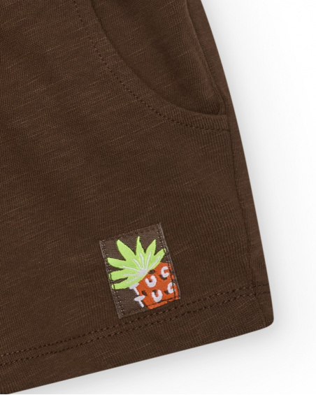 Brown bermuda shorts for boys with elastic waistband