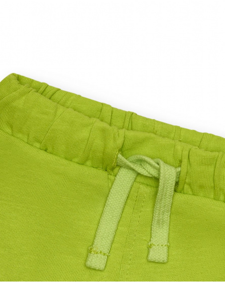 Green bermuda shorts for boys with pockets and adjustable drawstring