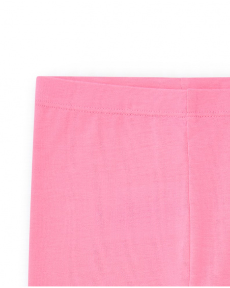 Pink cropped leggings for girls with palm trees and sun on the side