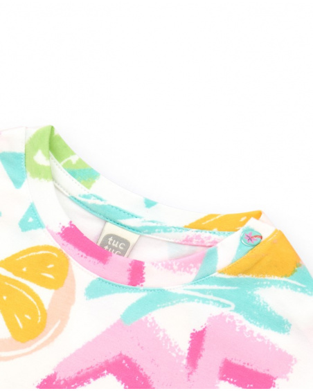T-shirt for girls with tropical fruits and decorative knot