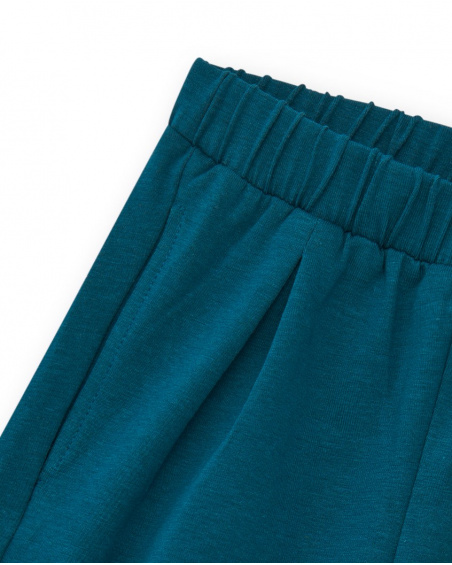 Blue shorts for girls with stars and elastic waistband