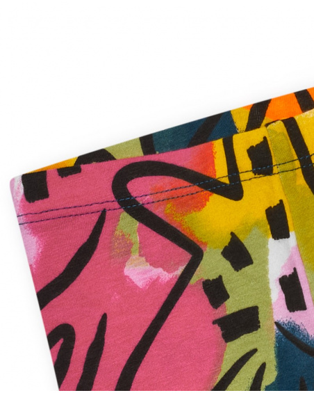 Multicolor cycling leggings for girls with abstract print