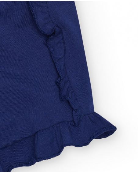 Blue shorts for girls with ruffles and elastic waistband