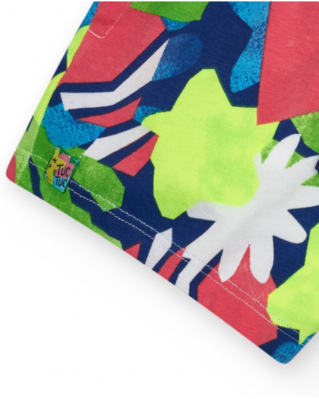 Green shorts for girls with floral print and adjustable waistband