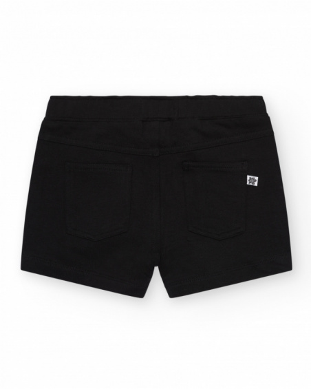 Black girls' shorts with an elastic waistband and pockets.