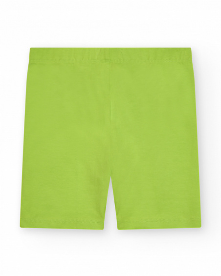 Lime green girls' short leggings with an elastic waistband.
