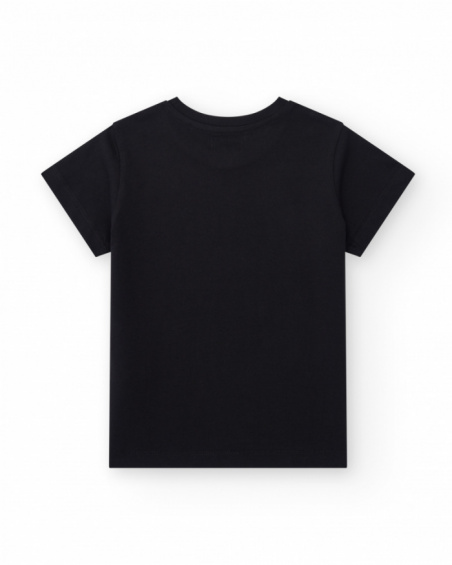 Boys' T-shirt in black with a photographic print.