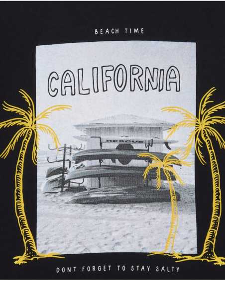 Boys' T-shirt in black with a photographic print.
