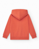Sweatshirt for boys in red with hood and zipper