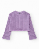 Jersey para niña en lila de manga larga y cuello redondo