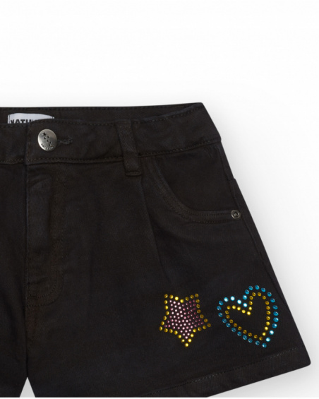 Black shorts for girls decorated with colorful studs.