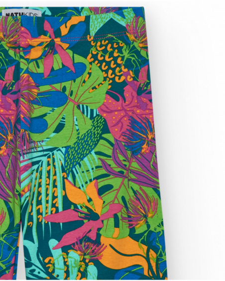 Tropical-print pants for girls with an elastic waistband.