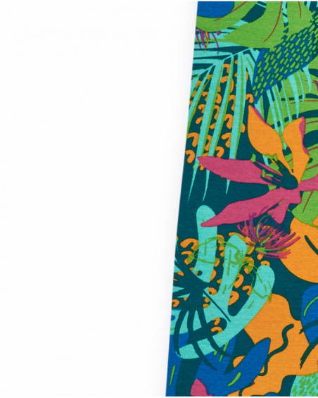 Tropical-print pants for girls with an elastic waistband.
