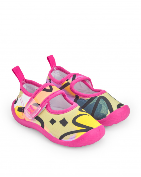 Zapato de agua para niña multicolor con cierre de velcro