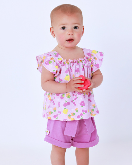 Girls sleeveless knitted T-shirt and print