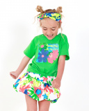 White skirt for girls with multicolor tropical print