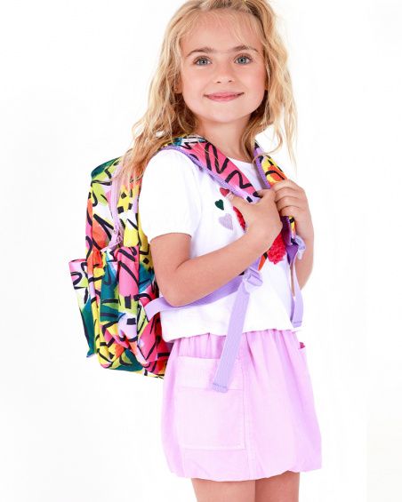 Multicolor backpack for girls with adjustable lilac straps Multicolor backpack for girls with adjustable lilac straps