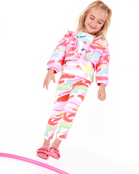 Multicolor leggings for girls with abstract print and elastic waistband