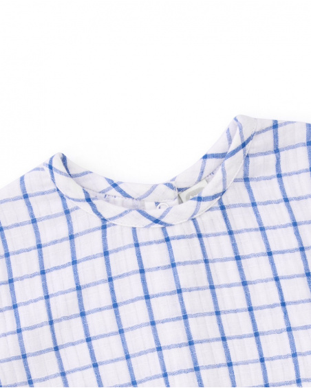 Boys’ set in white and blue with checked T-shirt and denim shorts Boys’ set in white and blue with checked T-shirt and denim shorts