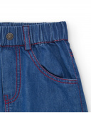 Boys’ set in white and blue with checked T-shirt and denim shorts Boys’ set in white and blue with checked T-shirt and denim shorts